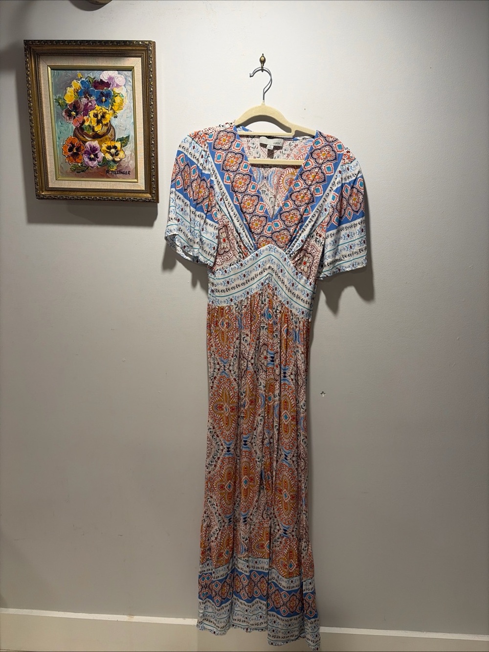 Paisley Maxi Dress Boho Hippie Flowy Prairie Renaissance Feminine
